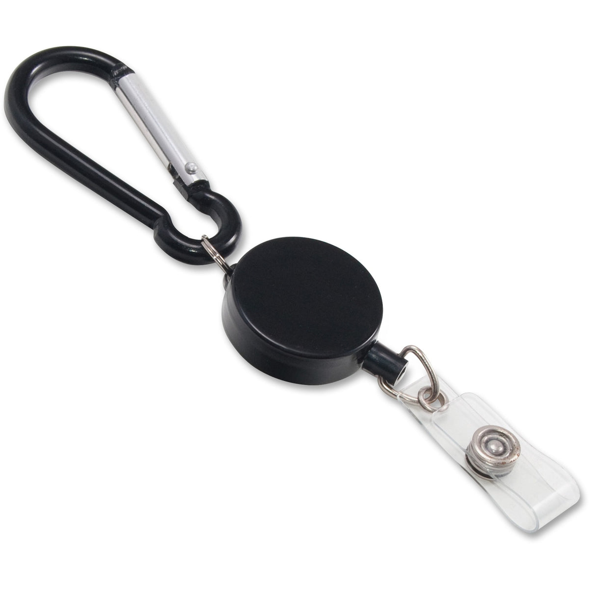 Advantus Metal Badge Reel/Carabiner Set - Nylon, Metal - Black - 1 Pack