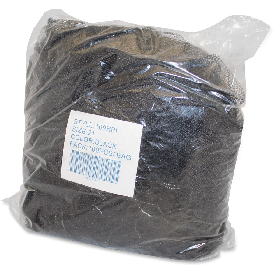 Genuine Joe Black Nylon Hair Net - Recommended for: Food Handling, Food Processing - Large - 21" Stretched Diameter - Co