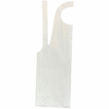 Genuine Joe 50" Disposable Poly Apron - White - Polyethylene - 100 / Pack