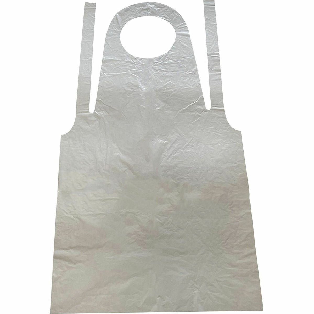Genuine Joe 50" Disposable Poly Apron - White - Polyethylene - 100 / Pack