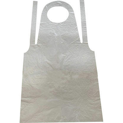 Genuine Joe 50" Disposable Poly Apron - White - Polyethylene - 100 / Pack