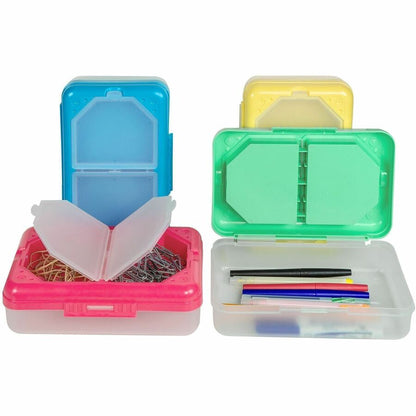 C-Line 3-compartment Storage Box - External Dimensions: 8.3" Width x 5.4" Depth x 2.4" Height - 3 Dividers - Blue, Aqua,