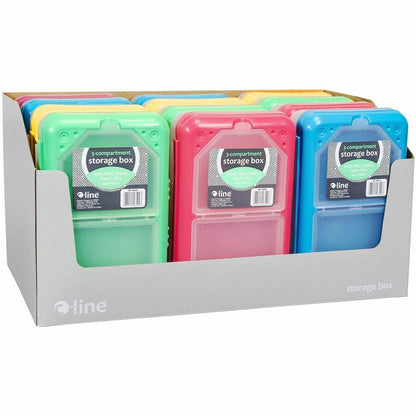 C-Line 3-compartment Storage Box - External Dimensions: 8.3" Width x 5.4" Depth x 2.4" Height - 3 Dividers - Blue, Aqua,