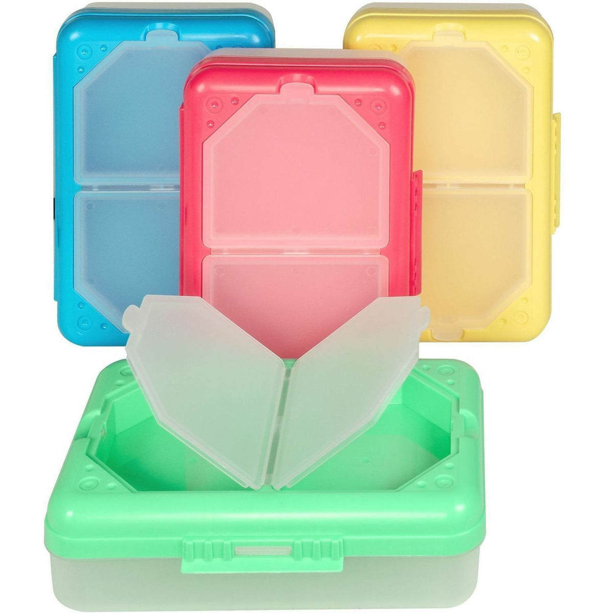 C-Line 3-compartment Storage Box - External Dimensions: 8.3" Width x 5.4" Depth x 2.4" Height - 3 Dividers - Blue, Aqua,