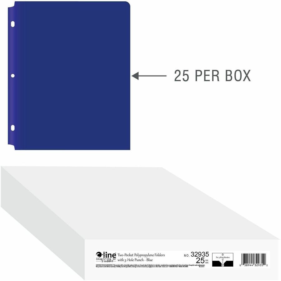 C-Line Letter Pocket Folder - 8 1/2" x 11" - 2 Pocket - Blue - Heavyweight - 25 / Box