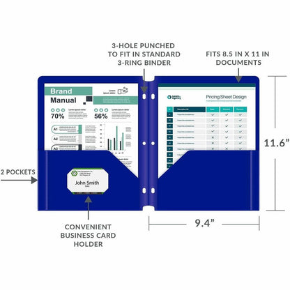 C-Line Letter Pocket Folder - 8 1/2" x 11" - 2 Pocket - Blue - Heavyweight - 25 / Box