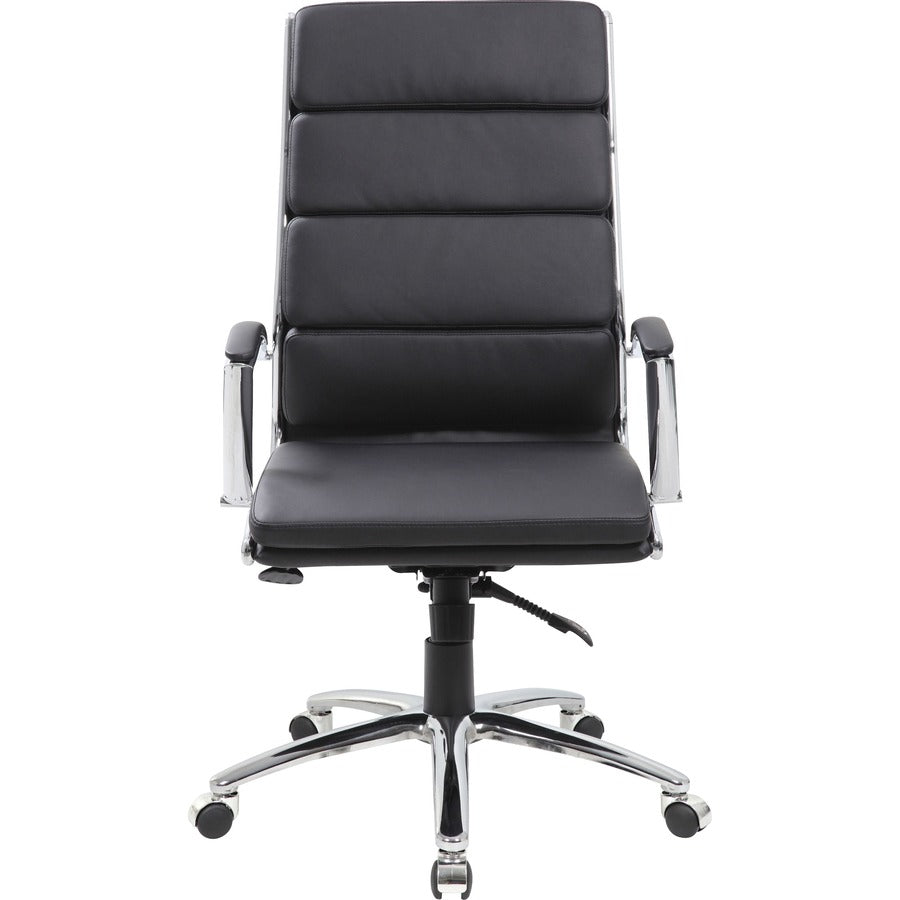 Boss Contemporary Executive Highback In Caressoft Plus - Black Seat Color - Vinyl Seat Material - Chrome, Black Frame Co