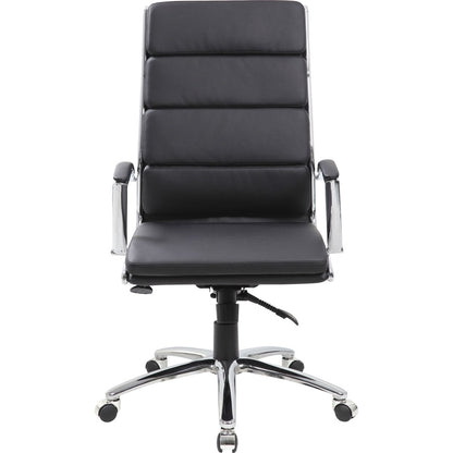 Boss Contemporary Executive Highback In Caressoft Plus - Black Seat Color - Vinyl Seat Material - Chrome, Black Frame Co