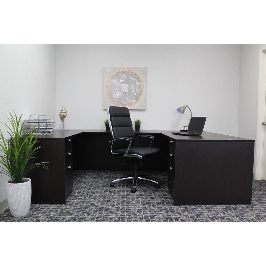 Boss Contemporary Executive Highback In Caressoft Plus - Black Seat Color - Vinyl Seat Material - Chrome, Black Frame Co