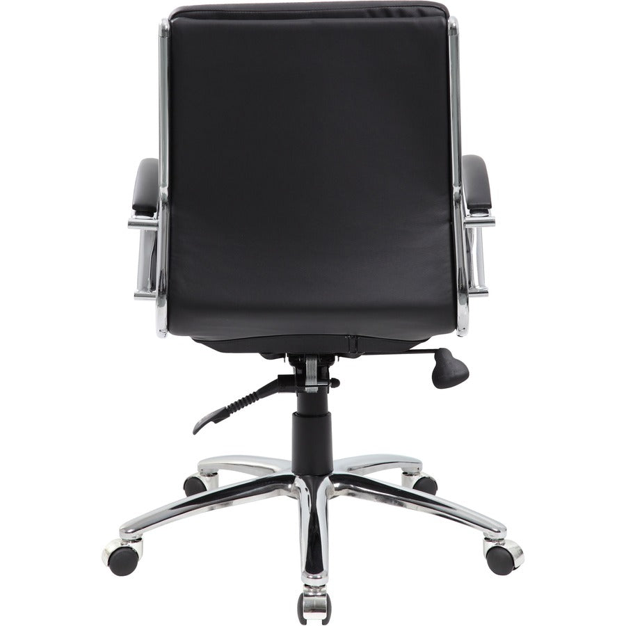 Boss Contemporary Executive Midback In Caressoft Plus - Black Seat Color - Vinyl Seat Material - Chrome, Black Frame Col