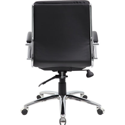 Boss Contemporary Executive Midback In Caressoft Plus - Black Seat Color - Vinyl Seat Material - Chrome, Black Frame Col