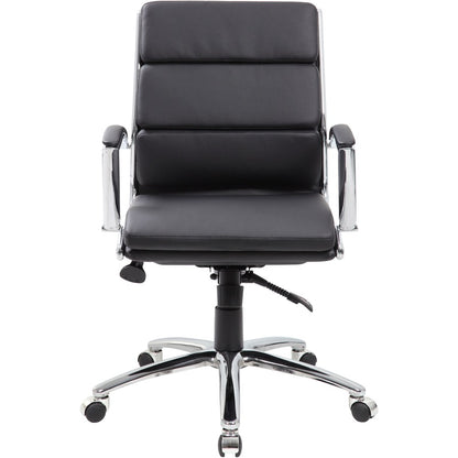 Boss Contemporary Executive Midback In Caressoft Plus - Black Seat Color - Vinyl Seat Material - Chrome, Black Frame Col