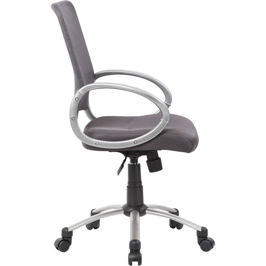Boss Mesh Back Chair - Charcoal Gray Seat Color - Mesh Seat Material - Chrome, Black Frame Color - Pewter Frame Material
