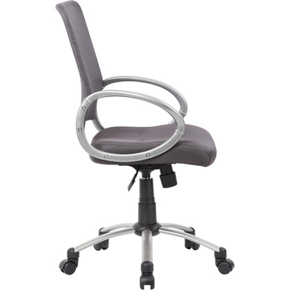 Boss Mesh Back Chair - Charcoal Gray Seat Color - Mesh Seat Material - Chrome, Black Frame Color - Pewter Frame Material
