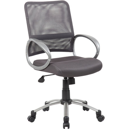 Boss Mesh Back Chair - Charcoal Gray Seat Color - Mesh Seat Material - Chrome, Black Frame Color - Pewter Frame Material