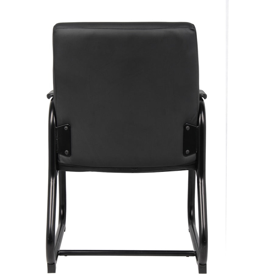 Boss Heavy Duty Guest Chair - Black Seat Color - Vinyl Seat Material - Black Frame Color - Metal Frame Material - Sled B