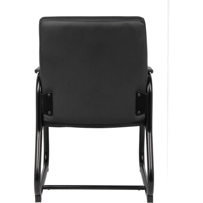Boss Heavy Duty Guest Chair - Black Seat Color - Vinyl Seat Material - Black Frame Color - Metal Frame Material - Sled B