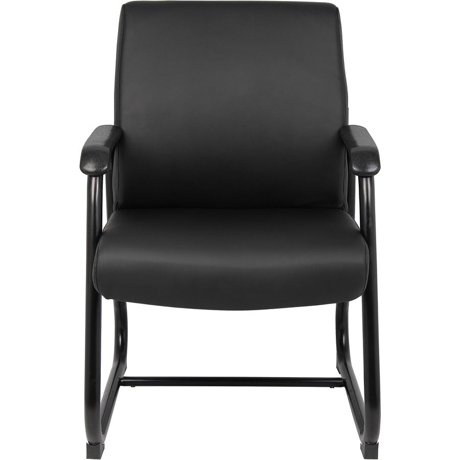Boss Heavy Duty Guest Chair - Black Seat Color - Vinyl Seat Material - Black Frame Color - Metal Frame Material - Sled B