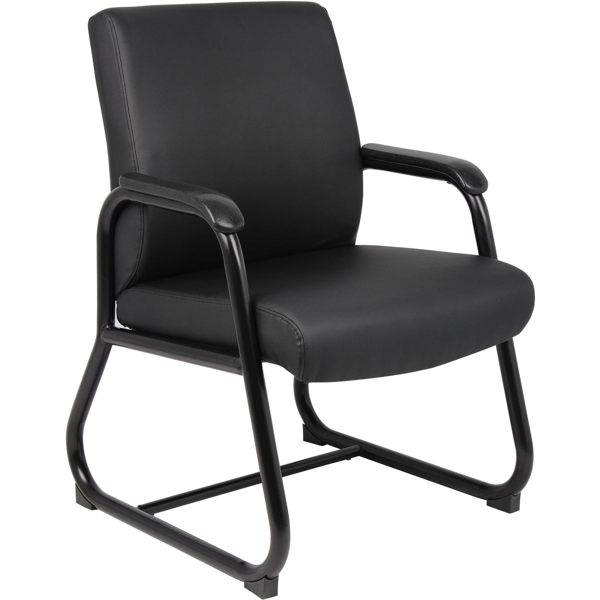 Boss Heavy Duty Guest Chair - Black Seat Color - Vinyl Seat Material - Black Frame Color - Metal Frame Material - Sled B