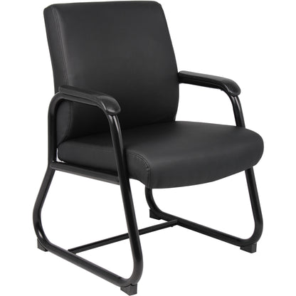 Boss Heavy Duty Guest Chair - Black Seat Color - Vinyl Seat Material - Black Frame Color - Metal Frame Material - Sled B
