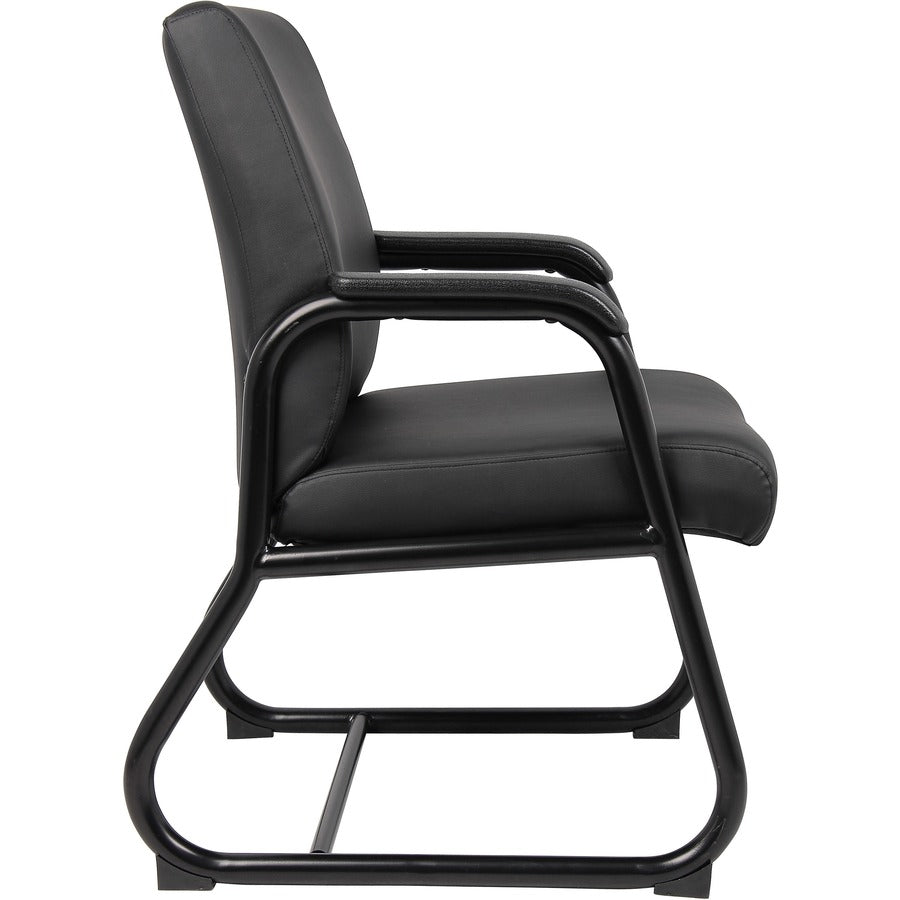 Boss Heavy Duty Guest Chair - Black Seat Color - Vinyl Seat Material - Black Frame Color - Metal Frame Material - Sled B