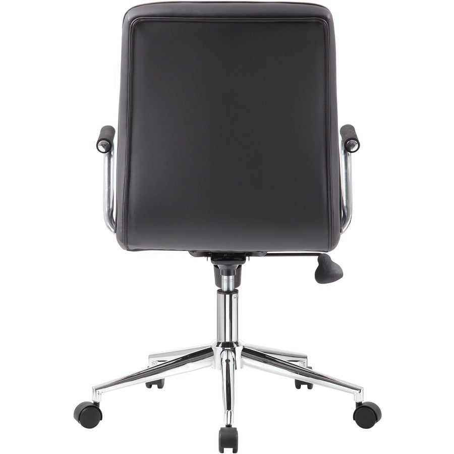 Boss Modern Office Chair with Chrome Arms - Black Seat Color - Vinyl Seat Material - Chrome, Black Frame Color - Chrome 