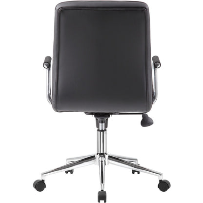 Boss Modern Office Chair with Chrome Arms - Black Seat Color - Vinyl Seat Material - Chrome, Black Frame Color - Chrome 
