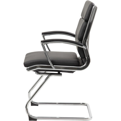 Boss Contemporary Executive Guest Chair In Caressoft Plus - Black Seat Color - Vinyl Seat Material - Cantilever Base - B