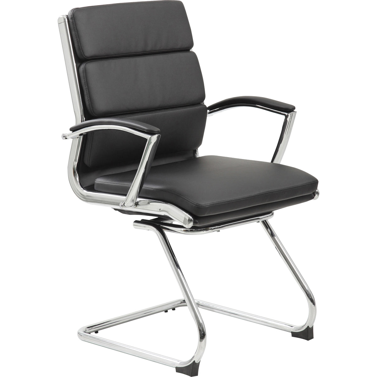 Boss Contemporary Executive Guest Chair In Caressoft Plus - Black Seat Color - Vinyl Seat Material - Cantilever Base - B