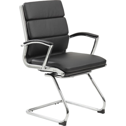 Boss Contemporary Executive Guest Chair In Caressoft Plus - Black Seat Color - Vinyl Seat Material - Cantilever Base - B
