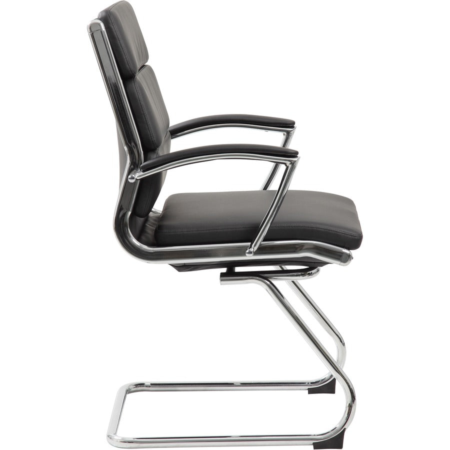 Boss Contemporary Executive Guest Chair In Caressoft Plus - Black Seat Color - Vinyl Seat Material - Cantilever Base - B