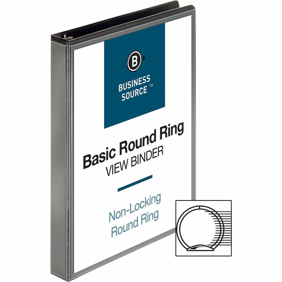 Business Source Round-ring View Binder - 1" Binder Capacity - Letter - 8 1/2" x 11" Sheet Size - 225 Sheet Capacity - 12
