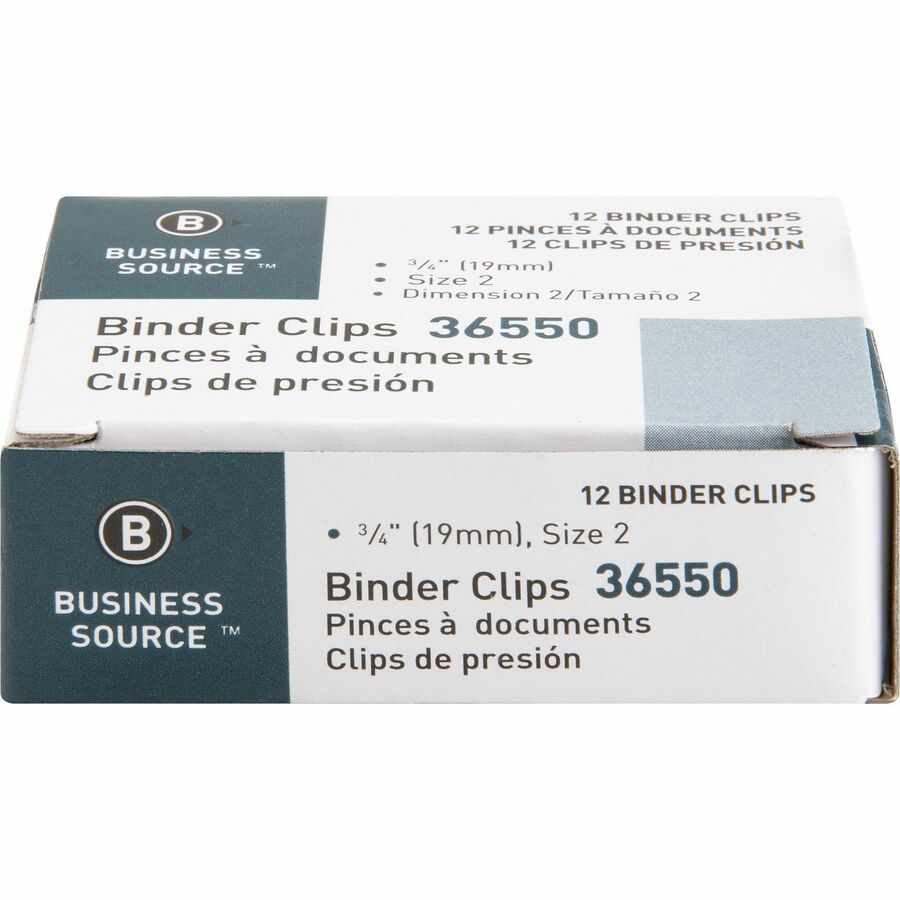 Business Source Fold-back Binder Clips - Small - 0.7" Width - 0.38" Size Capacity - for Paper - Black - 1 Dozen/Pack - 1