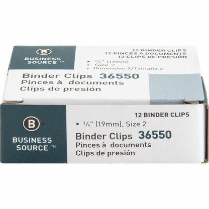 Business Source Fold-back Binder Clips - Small - 0.7" Width - 0.38" Size Capacity - for Paper - Black - 1 Dozen/Pack - 1