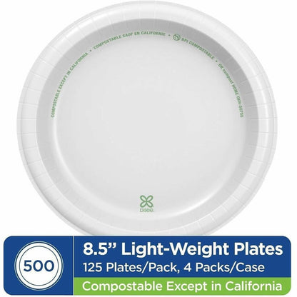 Dixie Basic® 8-1/2" Lightweight Paper Plates by GP Pro - Microwave Safe - 8.5" Diameter - White - Paper Body - 125/Pack 