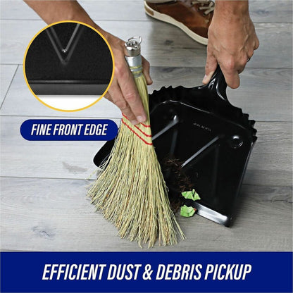 Genuine Joe Heavy-Duty Metal Dustpan - 12" Wide - Steel - Black - 1 Each