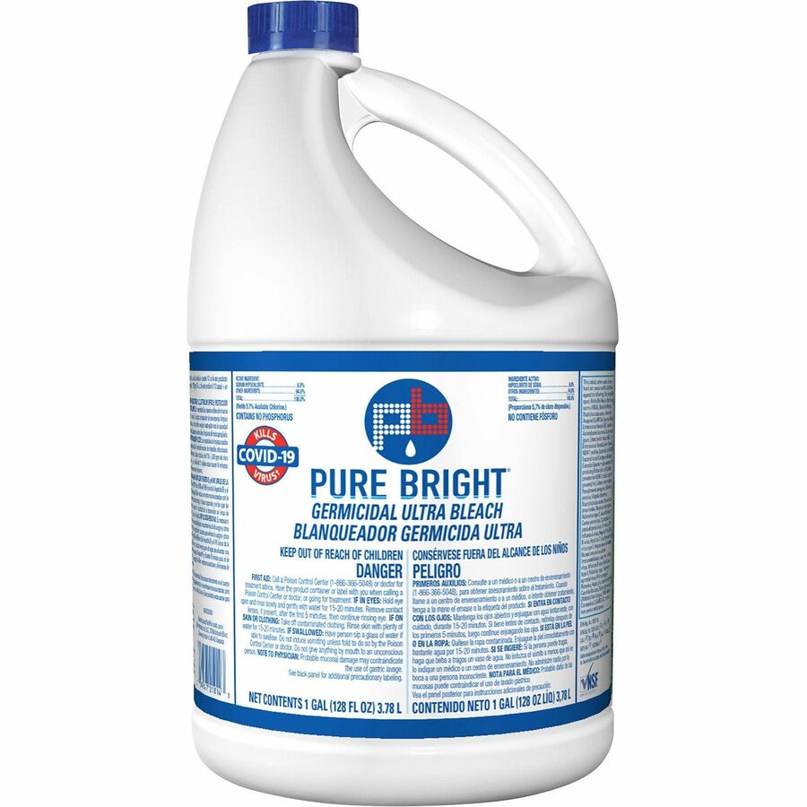KIK Custom Pure Bright Germicidal Ultra Bleach - For Multipurpose - Concentrate - 128 fl oz (4 quart) - Recommended For: