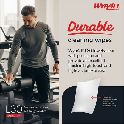 Wypall GeneralClean L30 Heavy Cleaning Towels - 11" Width x 10.40" Length - 70 Sheets/Roll - White - 24 / Carton