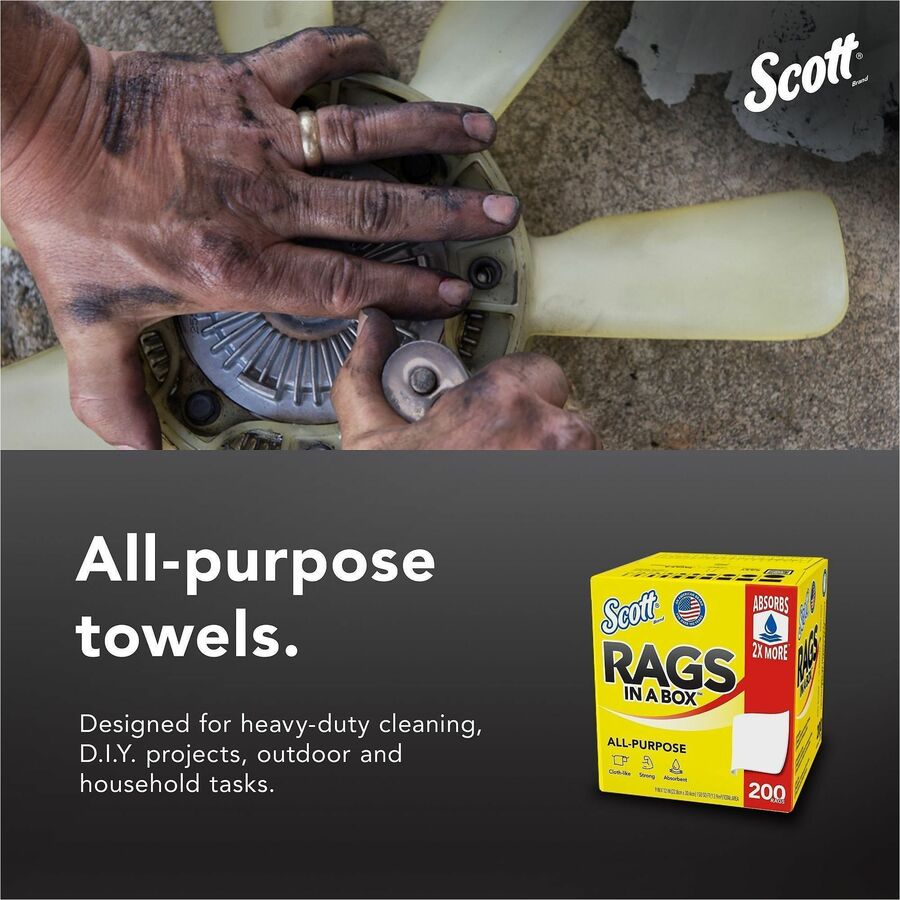 Scott Rags In A Box™ - For Multipurpose - Wipe - 13" Length x 10" Width - Recommended For: Paint Remover, Spill Remover,