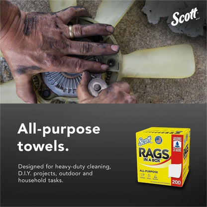 Scott Rags In A Box™ - For Multipurpose - Wipe - 13" Length x 10" Width - Recommended For: Paint Remover, Spill Remover,