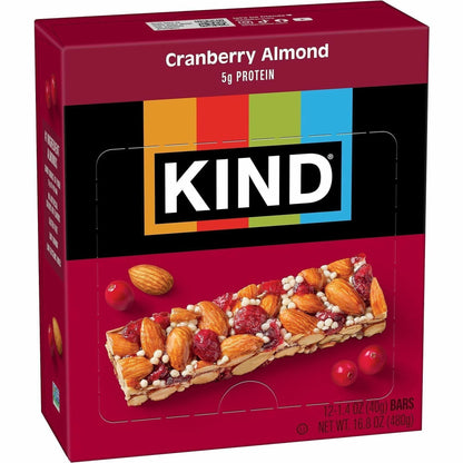 KIND Cranberry Almond Nut Bars - Cholesterol-free, Non-GMO, Individually Wrapped, Gluten-free, Trans Fat Free, Low Glyce