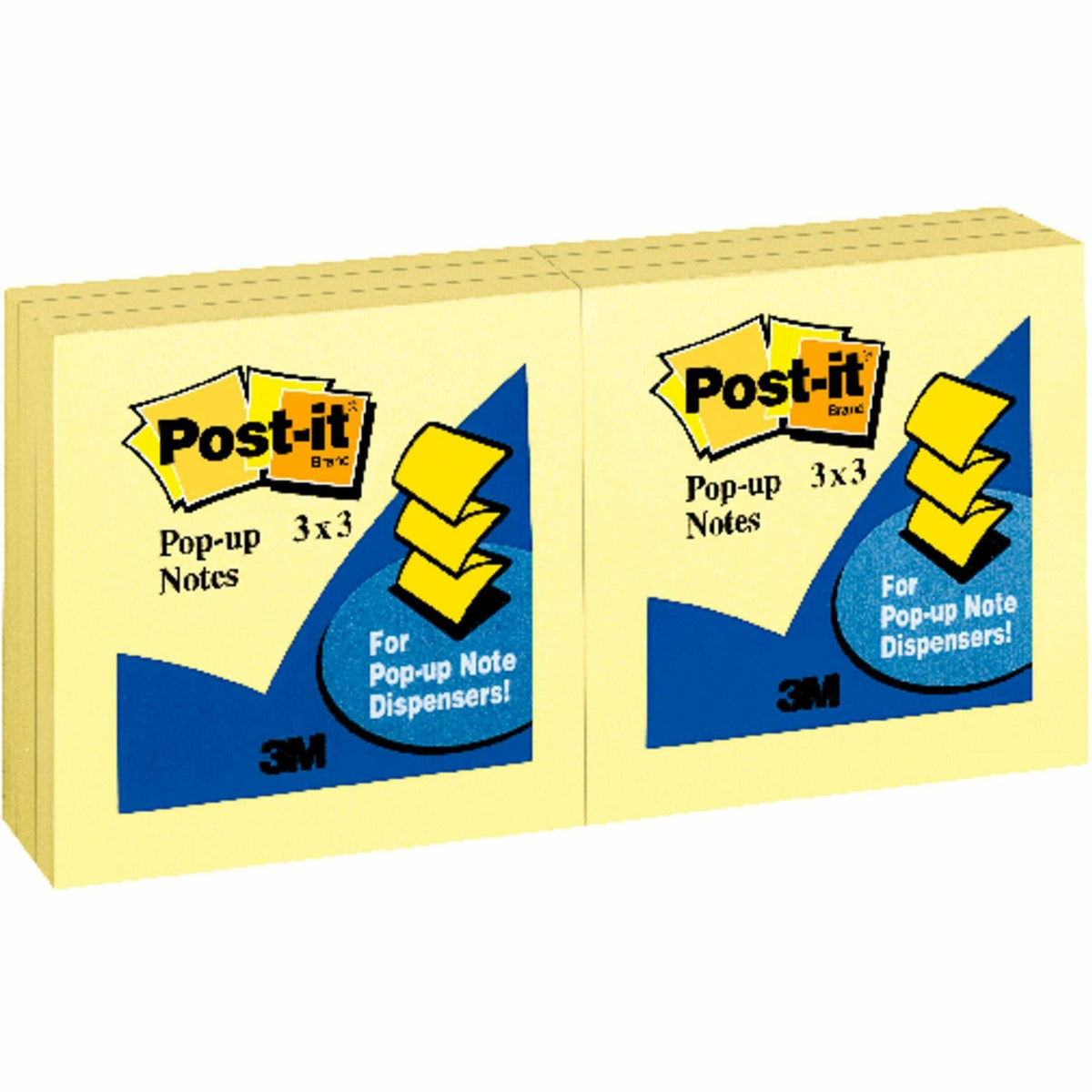 Post-it® Pop-up Notes - 3" Flag/Note Width x 3" Flag/Note Length - Square - 100 Sheets per Pad - Unruled - Canary Yellow