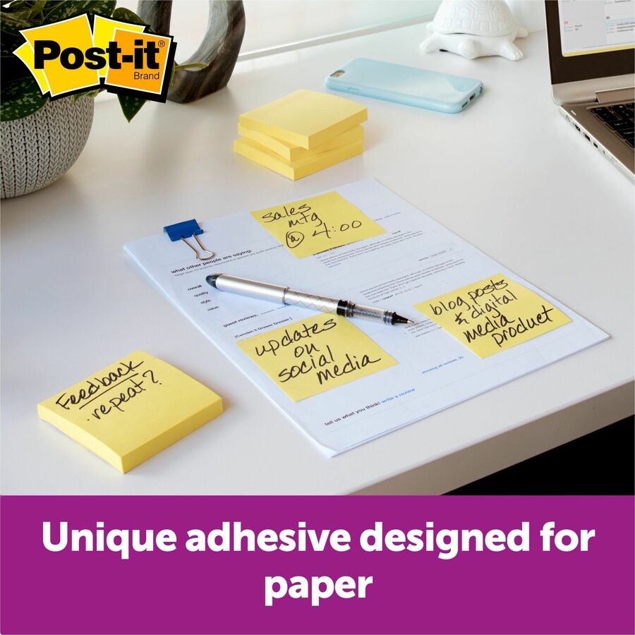 Post-it® Pop-up Notes - 3" Flag/Note Width x 3" Flag/Note Length - Square - 100 Sheets per Pad - Unruled - Canary Yellow