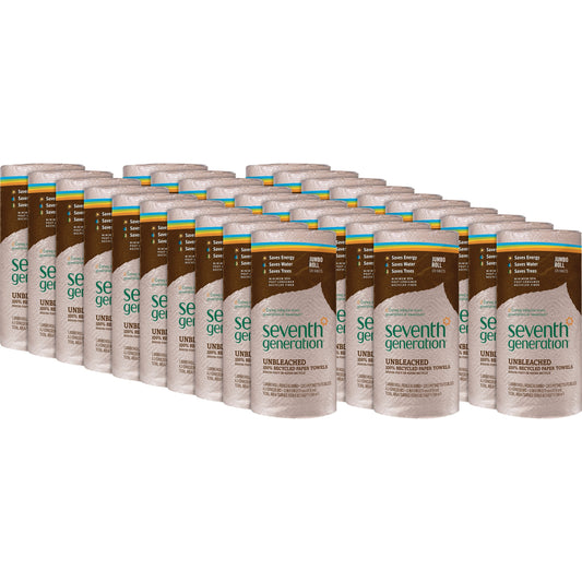 Seventh Generation 100% Recycled Paper Towels - 2 Ply - 11" Width x 9" Length - 120 Sheets/Roll - Brown - Paper - 30 / C