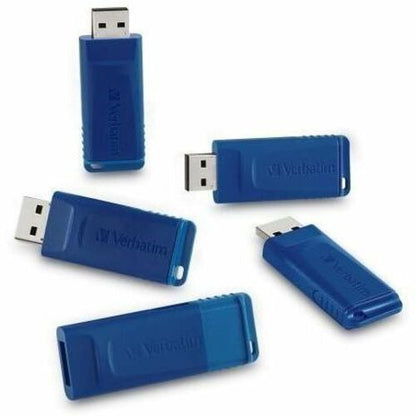 Verbatim 8GB USB Flash Drive - 5pk - Blue - 8 GB - USB 2.0 Type A - Blue - 5 Year Warranty - 5 / Pack - TAA Compliant
