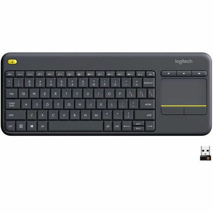 Logitech K400 Plus Touchpad Wireless Keyboard - Wireless Connectivity - USB Interface - Mute, Volume Up, Volume Down Hot