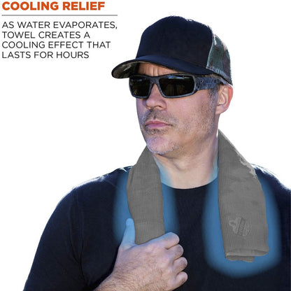 Ergodyne Evaporative Cooling Towel - Gray - 1 Each