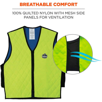Ergodyne Chill-Its Evaporative Cooling Vest - Large - Polymer, Nylon - Lime - 1 Each
