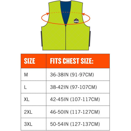 Ergodyne Chill-Its Evaporative Cooling Vest - Large - Polymer, Nylon - Lime - 1 Each