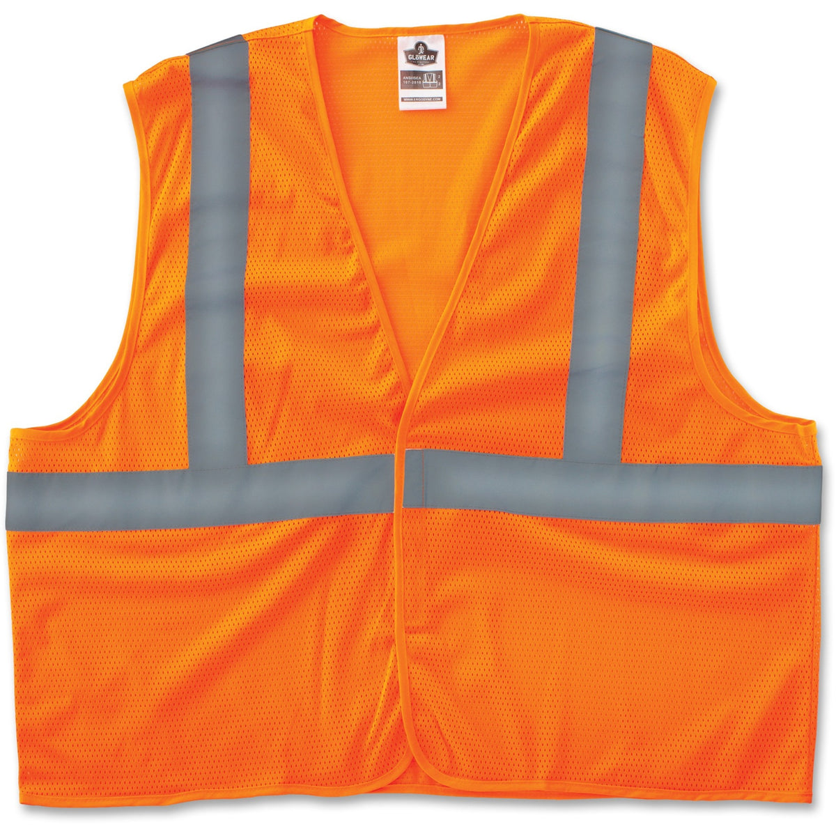 Ergodyne Class 2 Orange Super Econo Vest - Large/Extra Large - Orange - Reflective, Machine Washable, Lightweight, Hook 